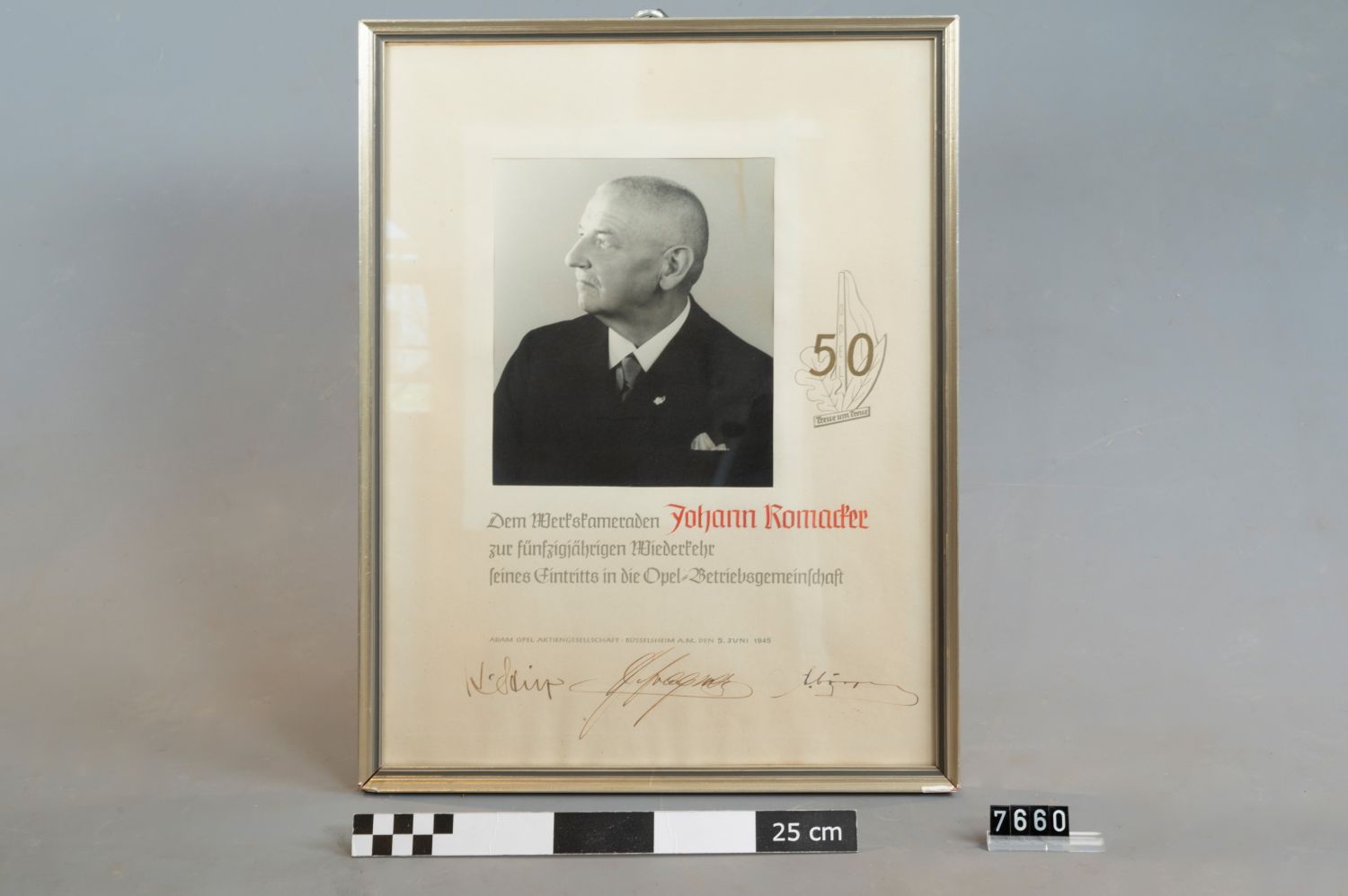 07660_3.3_Lebenszeit_Schule und Beruf_Jubuläumsurkunde_Romaker