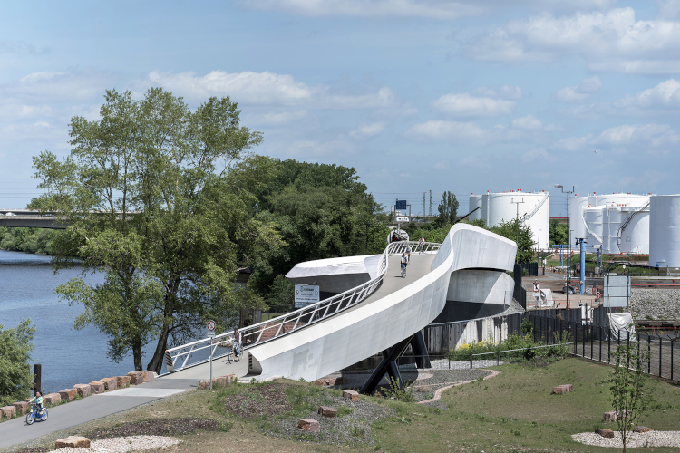 Luftbild Ölhafenbrücke in Raunheim